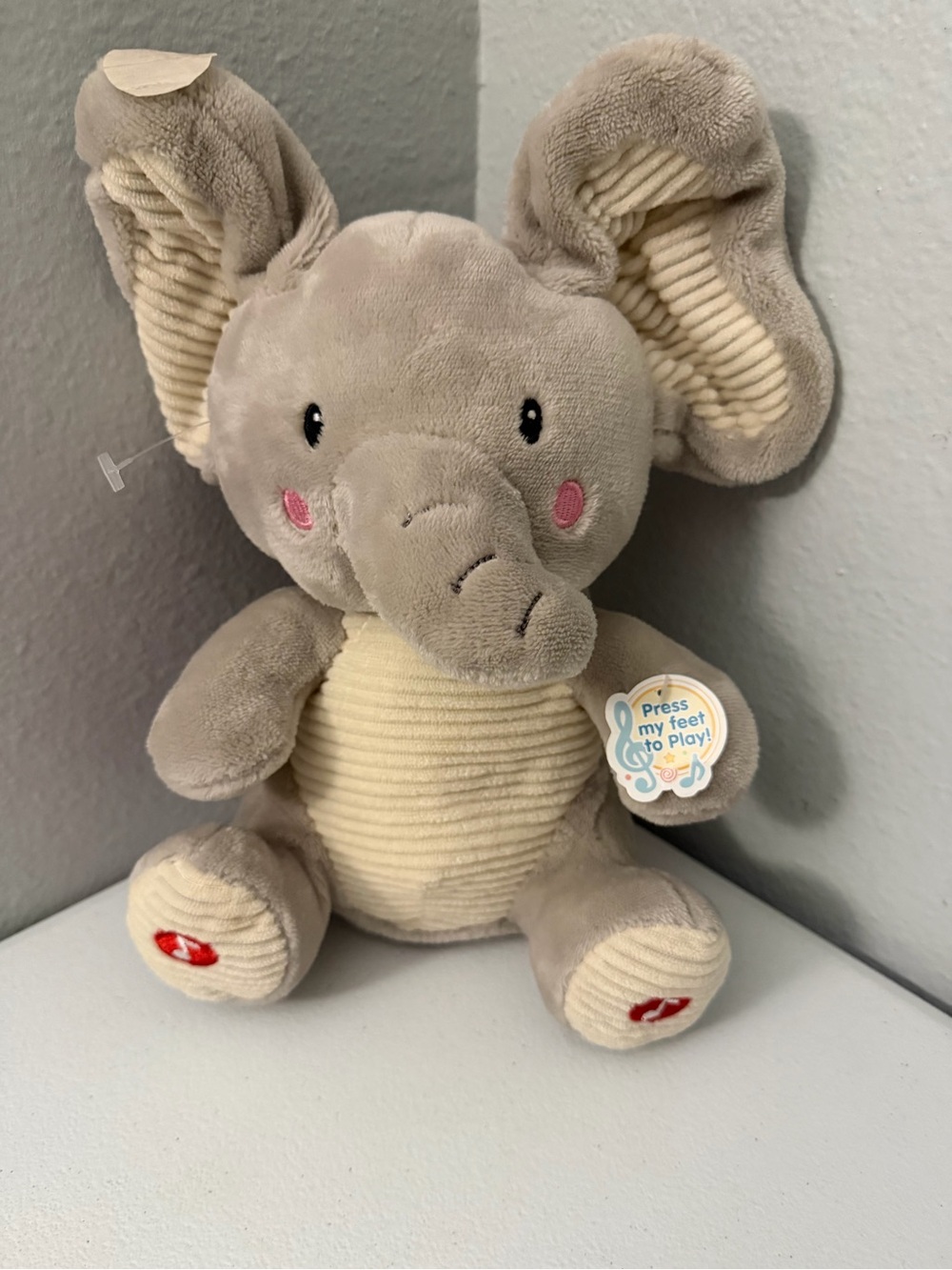 Plush Musical Elephant Stuffed Animal - Gray & Cream